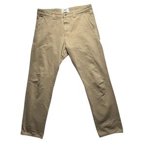 Royal Denim Division Pants Mens 33x32 Beige Tan‎ Organic Button Fly Loose RDD